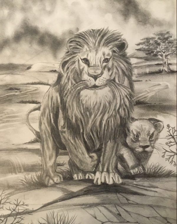 Lion Father and Cub